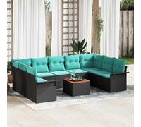 Generico Set Divano da Giardino 10 PCS Nero e Turchese polyrattan,Mobili da Giardino,Mobili e sedie da Giardino,Divani da giardino-3356044