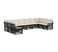 Generico Set Divano da Giardino 10 PCS Nero polyrattan,Mobili da Giardino,Set da giardino-3434938