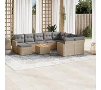 Generico Set Divano da Giardino 11 pz con Cuscini Beige Misto Polyrattan,Beige,86.6kg,3226563