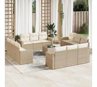Generico Set Divano da Giardino 13 pz con Cuscini Beige in Polyrattan,Beige,116.2kg,3251115