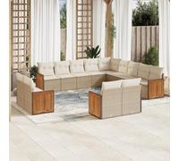 Generico Set Divano da Giardino 13 pz con Cuscini Beige in Polyrattan,Beige,122kg,3260609