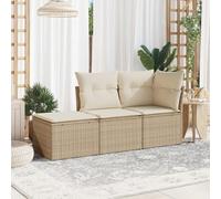 Generico Set Divano da Giardino 3 pz con Cuscini Beige in Polyrattan,Beige,23.6kg,3217468