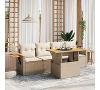 Generico Set Divano da Giardino 5 pz con Cuscini Beige in Polyrattan,Mobili,Mobili da Giardino,Set da giardino-3273396