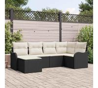 Generico Set Divano da Giardino 6 PCS Nero polyrattan,Nero,48kg,3345767