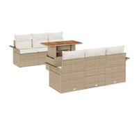 Genérico Set Divano da Giardino 7 PCS Beige Poly Rattan,Beige,67.1kg,3358017