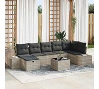 Generico Set Divano da Giardino 8 PCS Grigio Chiaro polyrattan,Grigio Chiaro,64.7kg,3359411