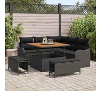 Generico Set Divano da Giardino 8 PCS Nero polyrattan,Nero,70.7kg,3362254