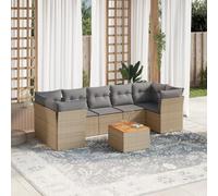 Generico Set Divano da Giardino 8 pz con Cuscini Beige in Polyrattan,Beige,66kg,3223511