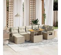Generico Set Divano da Giardino 8 pz con Cuscini Beige in Polyrattan,Beige,70.2kg,3275711