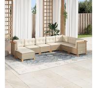 Generico Set Divano da Giardino 8 pz con Cuscini Beige in Polyrattan,Beige,70.7kg,3261955