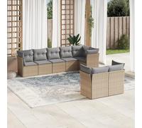 Generico Set Divano da Giardino 8 pz con Cuscini Beige in Polyrattan,Mobili,Mobili da Giardino,Set da giardino-3217909