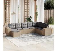 Generico Set Divano da Giardino 8 pz con Cuscini Beige Misto Polyrattan,Beige,66kg,3264515