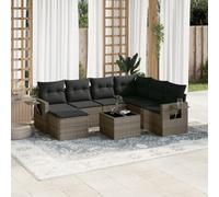 Generico Set Divano da Giardino 8 pz con Cuscini Grigio in Polyrattan,Grigio,64.2kg,3220509