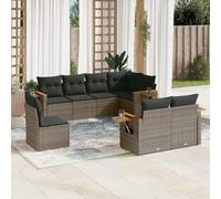 Generico Set Divano da Giardino 8 pz con Cuscini Grigio in Polyrattan,Grigio,70.8kg,3227005