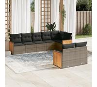 Generico Set Divano da Giardino 8 pz con Cuscini Grigio in Polyrattan,Grigio,70.8kg,3227831