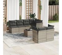 Generico Set Divano da Giardino 8pz con Cuscini Grigio Chiaro Polyrattan,Grigio,66.6kg,3217302