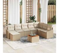 Generico Set Divano da Giardino 9 PCS Beige e Bianco,Beige,74.8kg,3356538