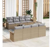 Generico Set Divano da Giardino 9 PCS Beige Poly Rattan,Beige,71.8kg,3345290