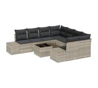 Generico Set Divano da Giardino 9 PCS Grigio Chiaro polyrattan,Grigio Chiaro,74.6kg,3347002