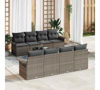 Generico Set Divano da Giardino 9 PCS Grigio Poly Rattan,Grigio,71.4kg,3345289