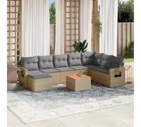 Generico Set Divano da Giardino 9 pz con Cuscini Beige in Polyrattan,Beige,70.5kg,3224701