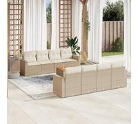 Generico Set Divano da Giardino 9 pz con Cuscini Beige in Polyrattan,Beige,70.6kg,3224042
