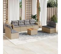 Generico Set Divano da Giardino 9 pz con Cuscini Beige in Polyrattan,Beige,70.6kg,3224526