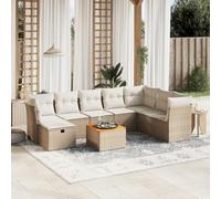 Generico Set Divano da Giardino 9 pz con Cuscini Beige in Polyrattan,Beige,70.9kg,3264761