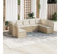 Generico Set Divano da Giardino 9 pz con Cuscini Beige in Polyrattan,Beige,75.8kg,3249907
