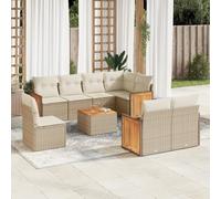 Generico Set Divano da Giardino 9 pz con Cuscini Beige in Polyrattan,Beige,83.8kg,3260252