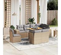 Generico Set Divano da Giardino 9 pz con Cuscini Beige in Polyrattan,Beige,86.2kg,3272732