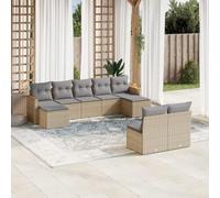 Generico Set Divano da Giardino 9 pz con Cuscini Beige Misto Polyrattan,Beige,66.8kg,3226374