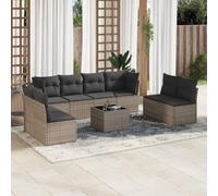 Generico Set Divano da Giardino 9 pz con Cuscini Grigio in Polyrattan,Grigio,70.4kg,3217460