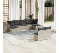 Generico Set Divano da Giardino 9pz con Cuscini Grigio Chiaro Polyrattan,Grigio,66.7kg,3218272