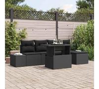 Generico Set Divano da Giardino con archiviazione 6 PCS Nero Poly Rattan,Nero,59kg,3357906