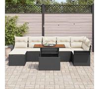 Generico Set Divano da Giardino con archiviazione 8 PCS Nero Poly Rattan,Nero,71kg,3358098