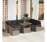 Generico Set Divano da Giardino con Cuscino 10 PCS Grigio e Marrone,Mobili,Mobili da Giardino,Mobili e sedie da Giardino,Divani da giardino-3349754