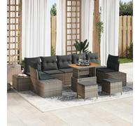 Generico Set Divano da Giardino con Cuscino 10 PCS Grigio Poly Rattan,Grigio,80.5kg,3362773