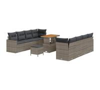 Generico Set Divano da Giardino con Cuscino 11 PCS Grigio,Grigio,90.8kg,3363543