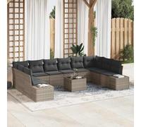 Generico Set Divano da Giardino con Cuscino 11 PCS Grigio polyrattan,Mobili,Mobili da Giardino,Set da giardino-3347249