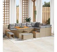 Generico Set Divano da Giardino con Cuscino 12 PCS Beige Poly Rattan,Mobili,Mobili da Giardino,Set da giardino-3362947