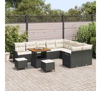 Generico Set Divano da Giardino con Cuscino 12 PCS Nero e Crema,Nero,97.6kg,3364250