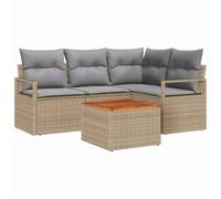 Generico Set Divano da Giardino con Cuscino 5 PCS Beige Poly Rattan,Beige,40.3kg,3347700