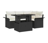 Generico Set Divano da Giardino con Cuscino 5 PCS Nero Poly Rattan,Nero,51.6kg,3357010