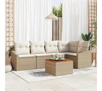 Generico Set Divano da Giardino con Cuscino 6 PCS Beige Poly Rattan,Beige,49.8kg,3347834