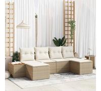 Generico Set Divano da Giardino con Cuscino 6 PCS Beige polyrattan,Beige,50.4kg,3348142