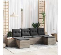Generico Set Divano da Giardino con Cuscino 6 PCS Grigio polyrattan,Grigio,49.2kg,3348140