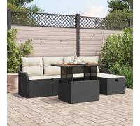 Generico Set Divano da Giardino con Cuscino 6 PCS Nero Poly Rattan,Nero,51.7kg,3359932