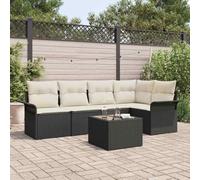 Generico Set Divano da Giardino con Cuscino 6 PCS Nero polyrattan,Nero,49.1kg,3345367