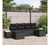 Generico Set Divano da Giardino con Cuscino 6 PCS Nero polyrattan,Nero,49.2kg,3348139